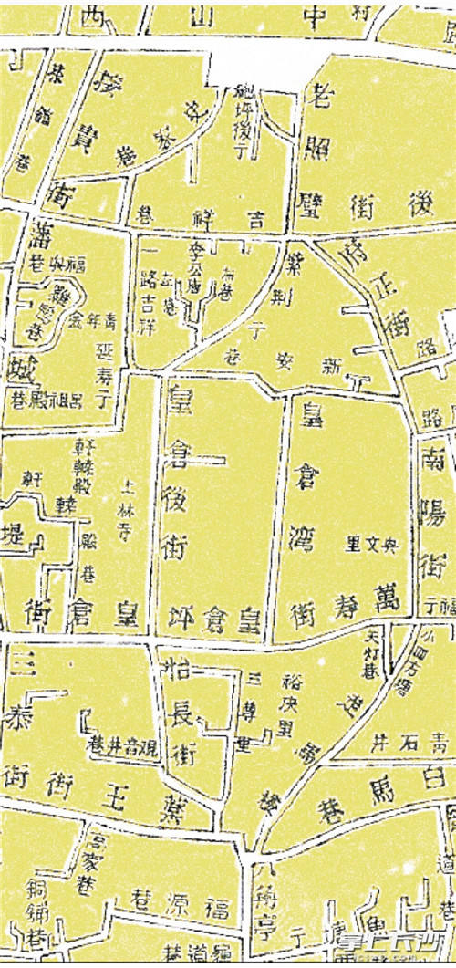 　　1948年长沙市拆建“黄兴北路”前街巷图（局部）。图片来源：1948年3月《长沙地籍图》局部。
